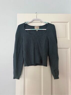 Industry Ribbed Scoop-Neck Sweater in Teal